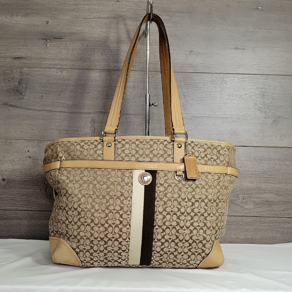 Coach Handbags - Vintage Coach Signature Canvas/Leather Crossbody Diaper Bag